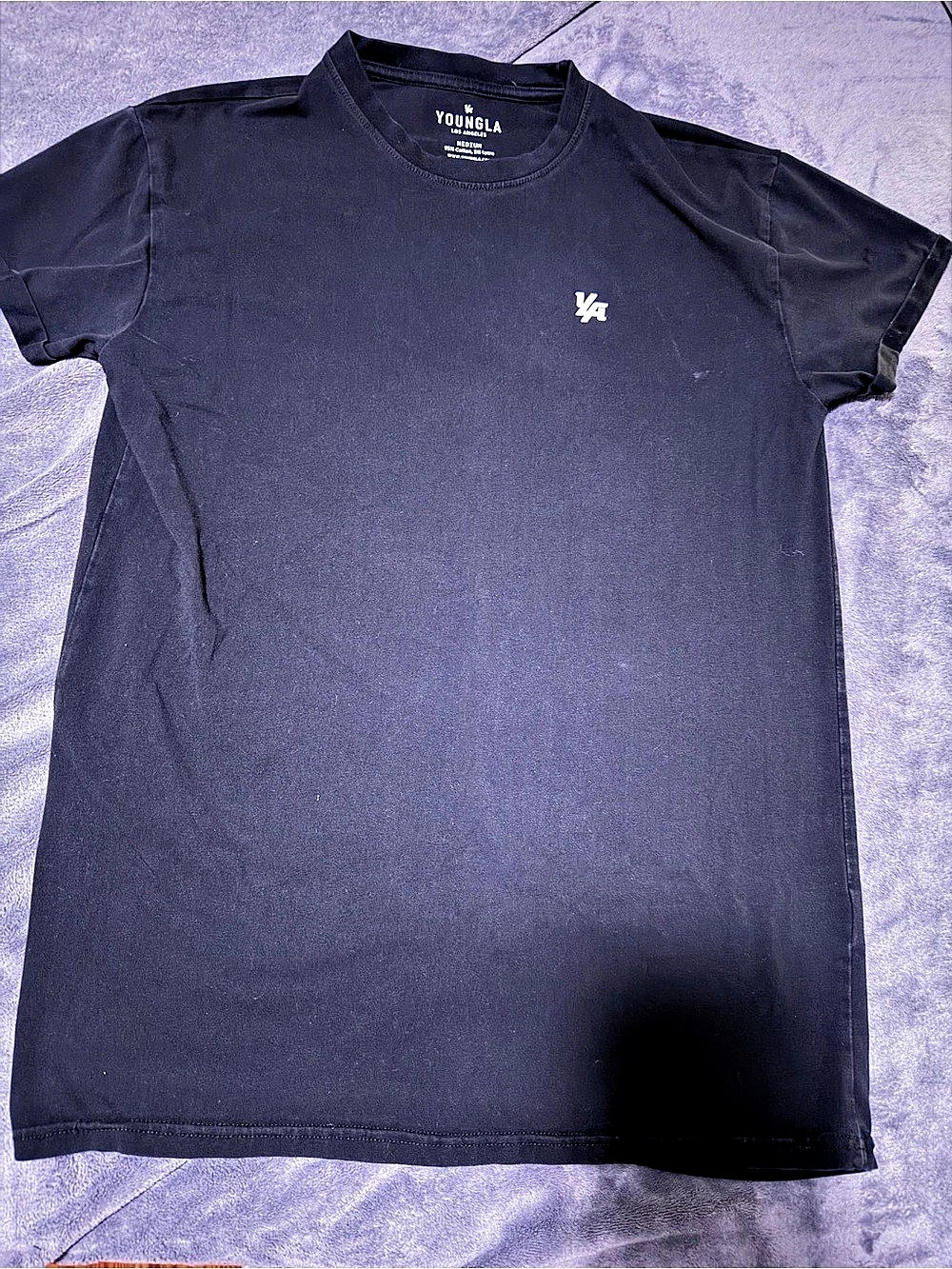 YOUNGLA Men's Black Short Sleeve Tee Size Medium